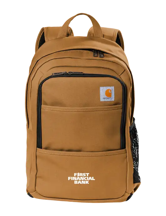 Carhartt Brown Foundry Series Backpack w/First Financial Bank Logo
