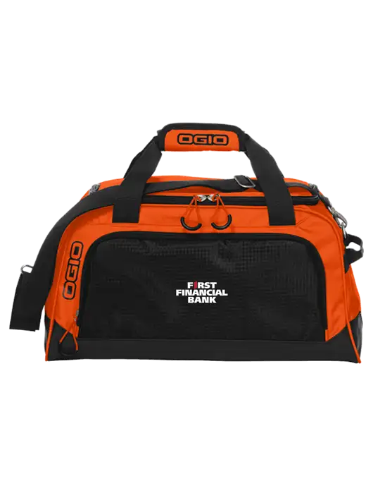 OGIO Breakaway Orange/Black Duffel w/First Financial Bank Logo
