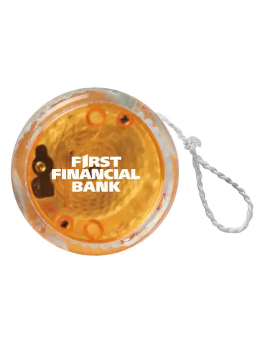 Orange Light Up Yo-Yo w/First Financial Bank Logo