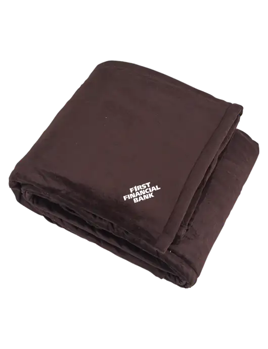 Mountain Lodge Fireside Brown Blanket w/First Financial Bank Logo