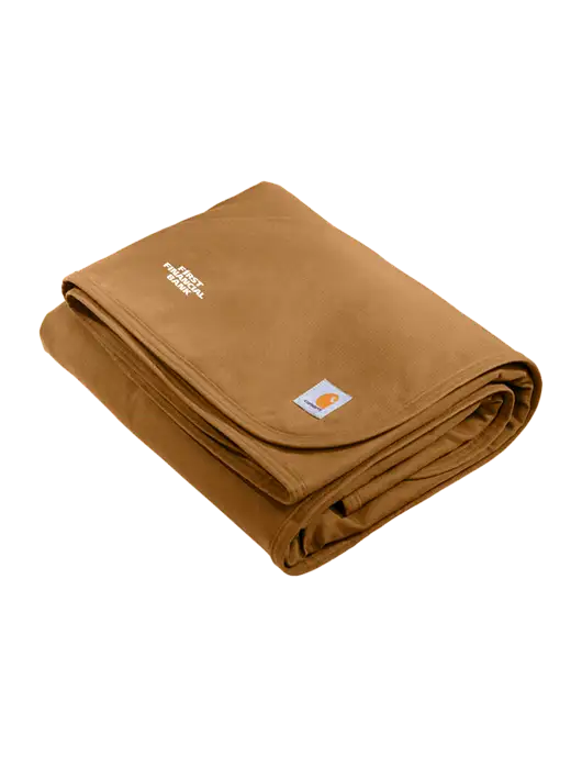 Carhartt Light Brown Firm Duck Sherpa-Lined Blanket w/First Financial Bank Logo