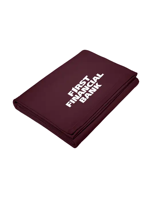 Core Maroon Fleece Sweatshirt Blanket w/First Financial Bank Logo