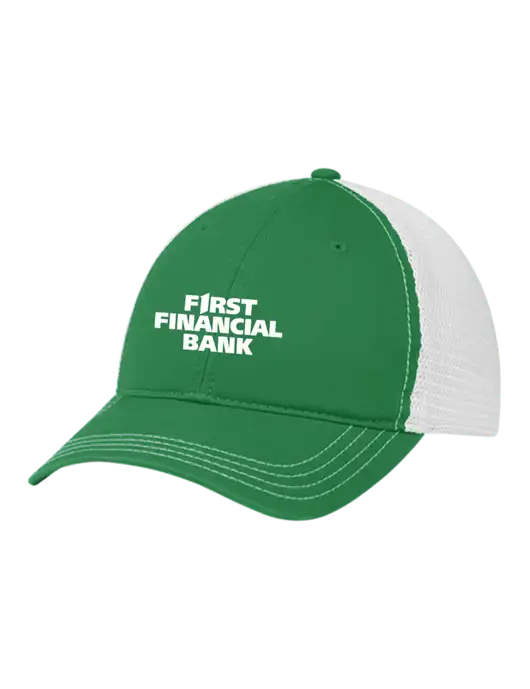 Richardson 111 Garment Washed Trucker Cap Kelly w/White Mesh w/First Financial Bank Logo