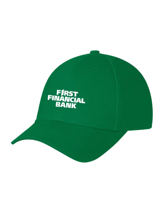 Kelly Green Structured Cap Hook & Loop w/First Financial Bank Logo