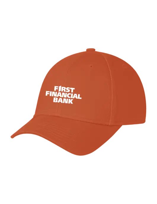 Burnt Orange Structured Cap Hook & Loop w/First Financial Bank Logo
