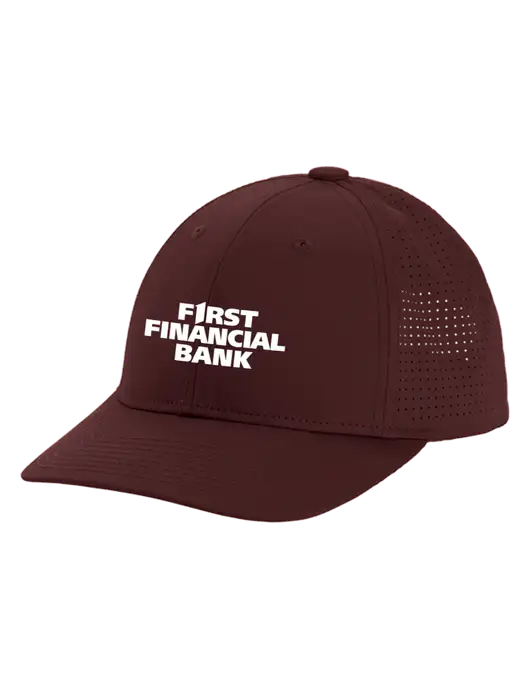 Pro-Cut Structured Snapback with Pinhole Mesh Maroon Cap w/First Financial Bank Logo