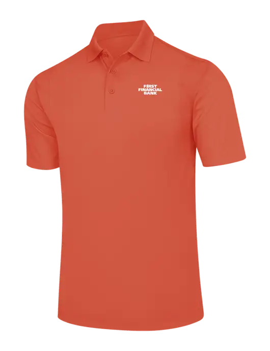 Orange Micropique Sport-Wick Polo w/First Financial Bank Logo
