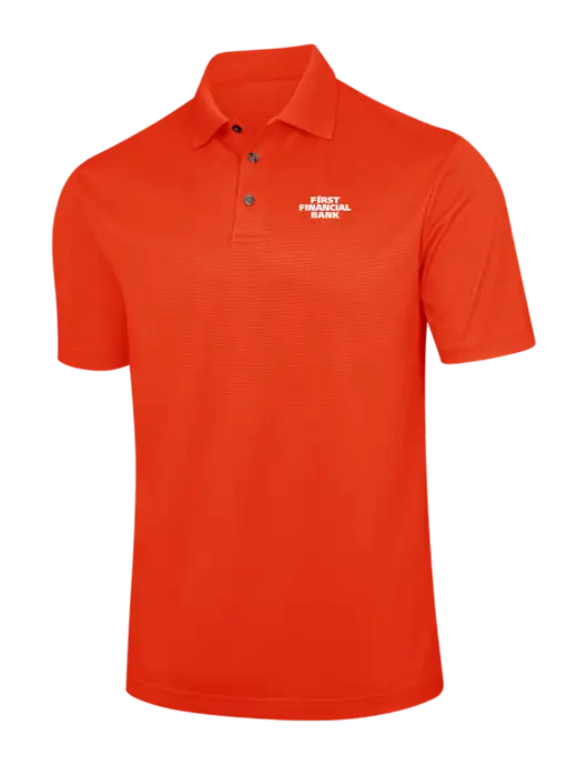 Orange Performance Fine Jacquard Polo w/First Financial Bank Logo