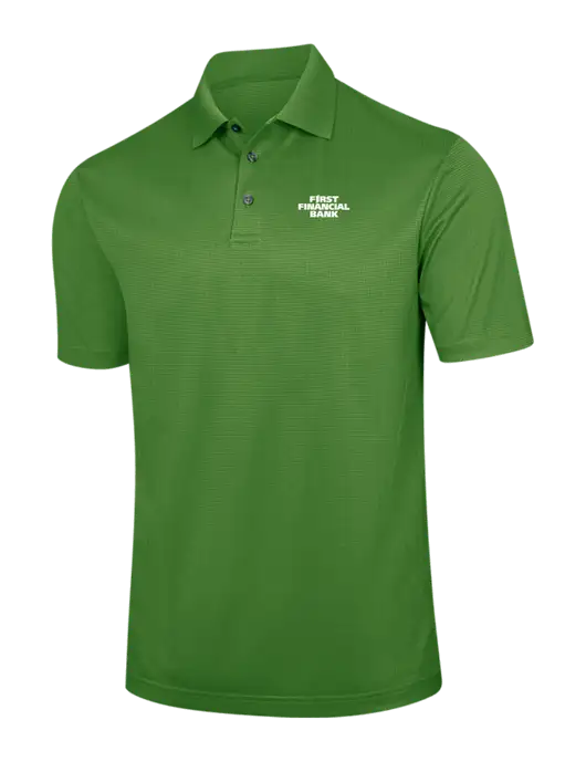 Kelly Green Performance Fine Jacquard Polo w/First Financial Bank Logo
