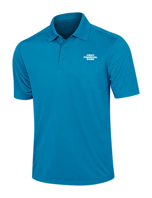 Sapphire Blue Diamond Textured Jacquard Polo w/First Financial Bank Logo