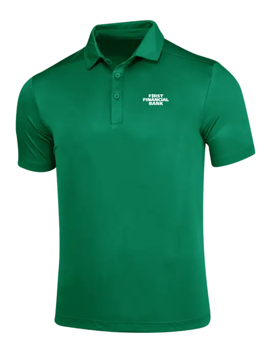 Kelly Green Posi-UV Pro Polo w/First Financial Bank Logo