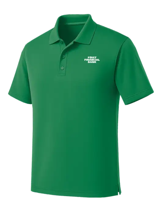 Kelly Green Dry Zone UV Micro Mesh Polo w/First Financial Bank Logo
