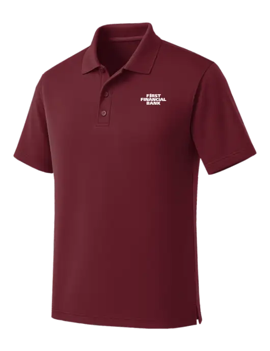 Maroon Dry Zone UV Micro Mesh Polo w/First Financial Bank Logo