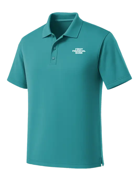 Light Teal Dry Zone UV Micro Mesh Polo w/First Financial Bank Logo