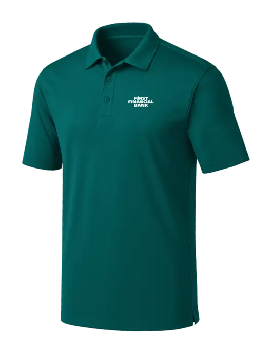 Dark Teal Silk Touch Performance Polo w/First Financial Bank Logo