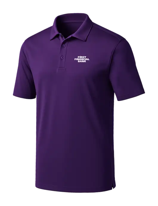 Purple Silk Touch Performance Polo w/First Financial Bank Logo