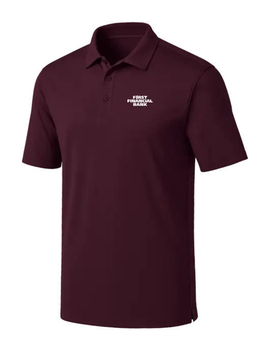 Maroon Silk Touch Performance Polo w/First Financial Bank Logo