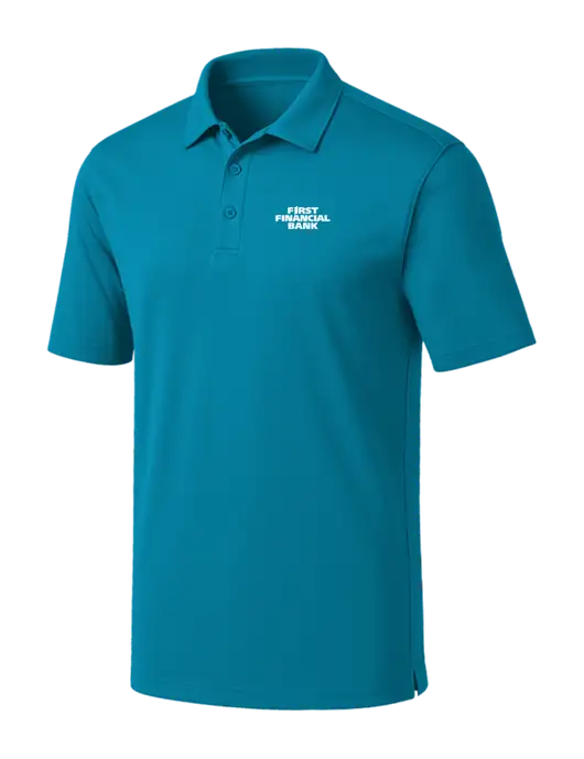 Sapphire Blue Silk Touch Performance Polo w/First Financial Bank Logo