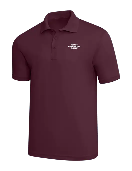 Maroon PosiCharge RacerMesh Polo w/First Financial Bank Logo