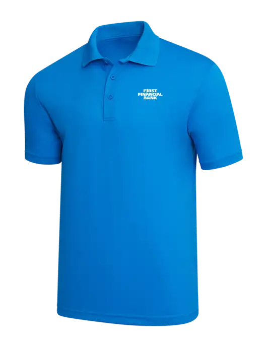 Sapphire Blue PosiCharge RacerMesh Polo w/First Financial Bank Logo
