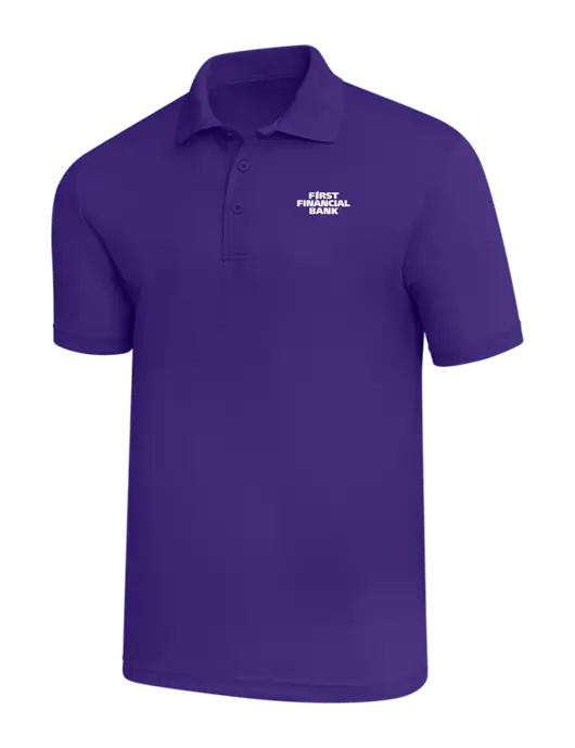 Purple PosiCharge RacerMesh Polo w/First Financial Bank Logo