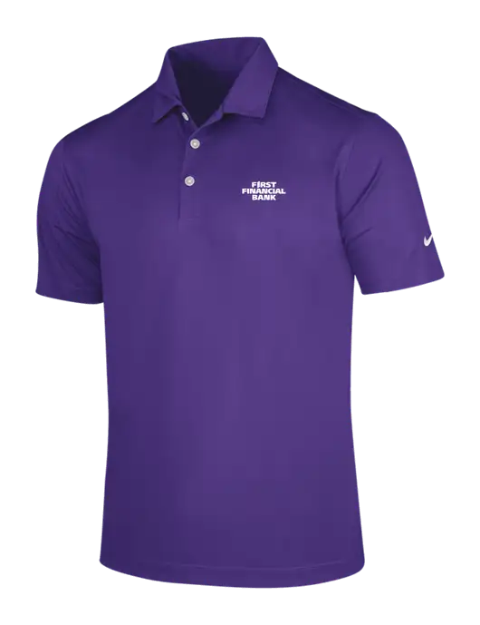 NIKE Purple Dri-Fit Vertical Mesh Polo w/First Financial Bank Logo