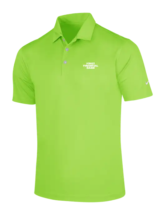 NIKE Light Kelly Green Dri-Fit Vertical Mesh Polo w/First Financial Bank Logo