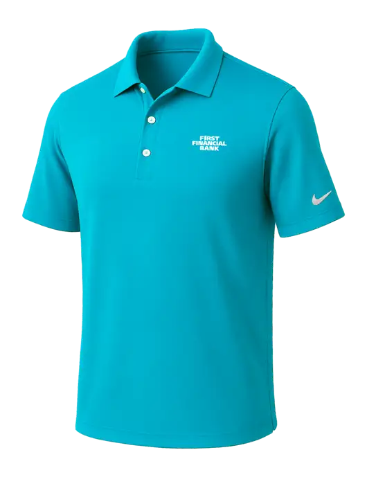 NIKE Sapphire Blue Dri-Fit Micro Pique Polo w/First Financial Bank Logo
