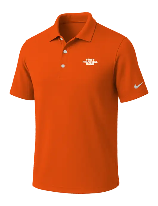NIKE Orange Dri-Fit Micro Pique Polo w/First Financial Bank Logo