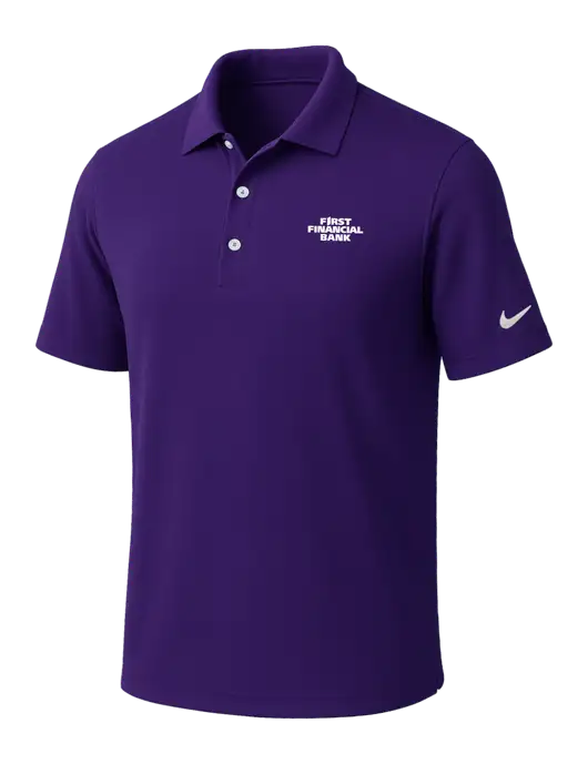 NIKE Purple Dri-Fit Micro Pique Polo w/First Financial Bank Logo