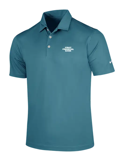 NIKE Dark Teal Dri-Fit Vertical Mesh Polo w/First Financial Bank Logo