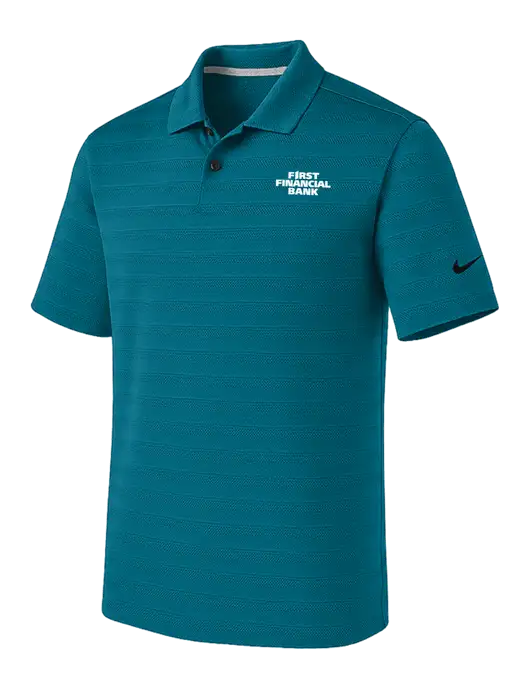 Nike Sapphire Blue Dri-FIT Vapor Jacquard Polo w/First Financial Bank Logo