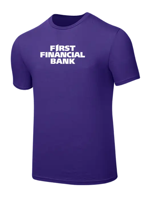 Seriously Soft Purple T-Shirt w/First Financial Bank Logo