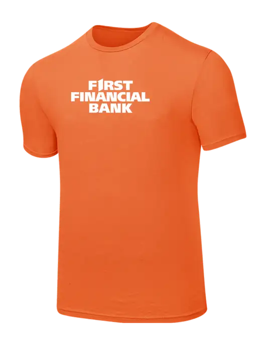 Seriously Soft Orange T-Shirt w/First Financial Bank Logo