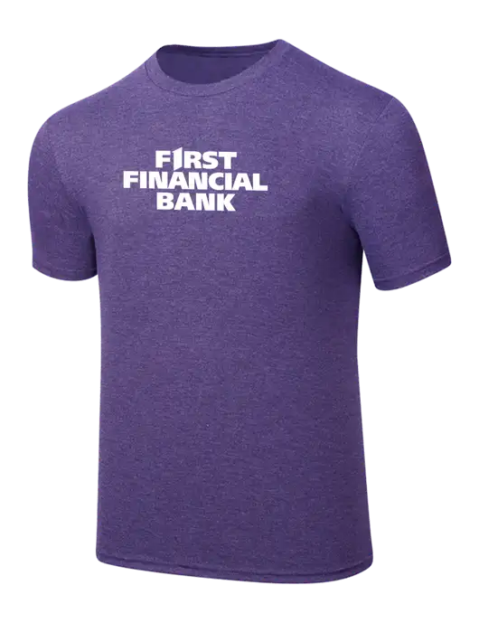 Simply Soft Purple Frost 4.5oz  Poly/Combed Ring Spun Cotton T-Shirt w/First Financial Bank Logo