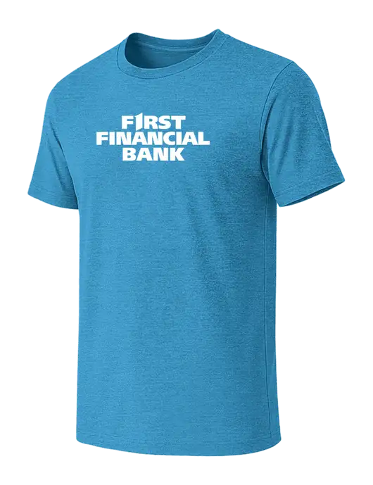 BELLA+CANVAS Heather Sapphire CVC Short Sleeve Tee w/First Financial Bank Logo