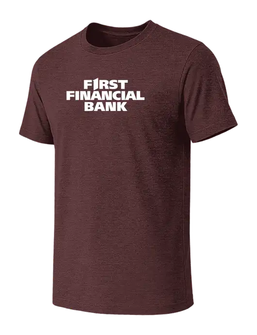 BELLA+CANVAS Heather Maroon CVC Short Sleeve Tee w/First Financial Bank Logo
