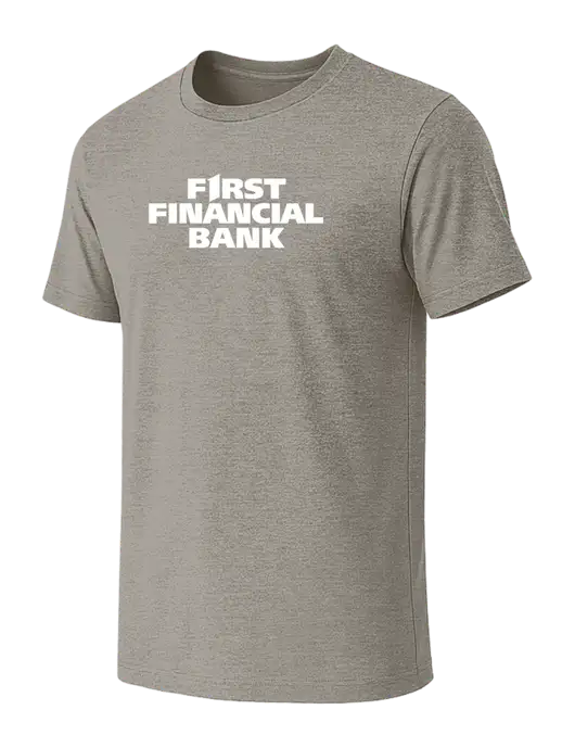 BELLA+CANVAS Heather Medium Brown CVC Short Sleeve Tee w/First Financial Bank Logo