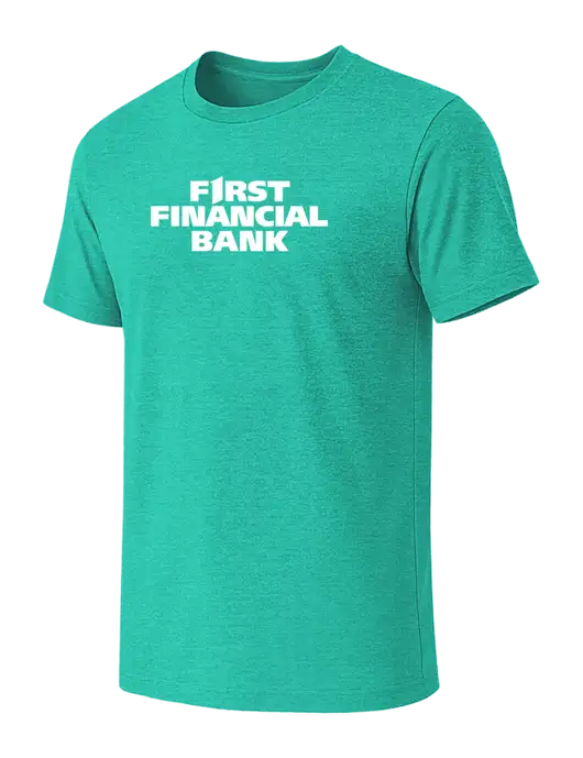 BELLA+CANVAS Heather Teal CVC Short Sleeve Tee w/First Financial Bank Logo
