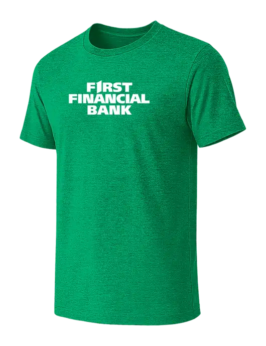 BELLA+CANVAS Heather Kelly Green CVC Short Sleeve Tee w/First Financial Bank Logo