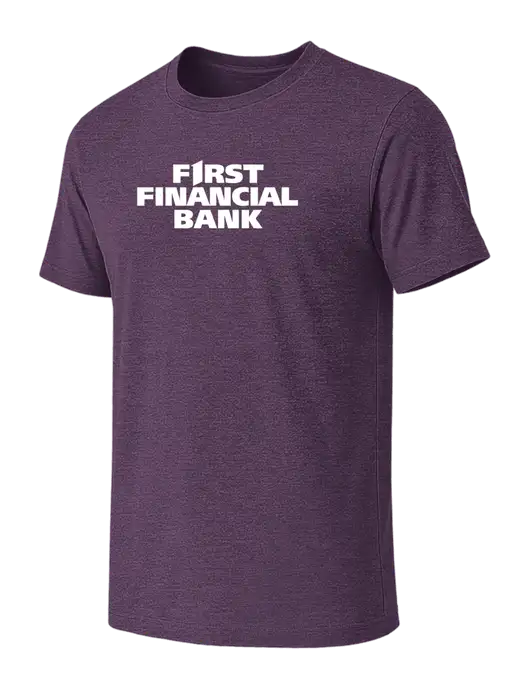 BELLA+CANVAS Heather Purple CVC Short Sleeve Tee w/First Financial Bank Logo
