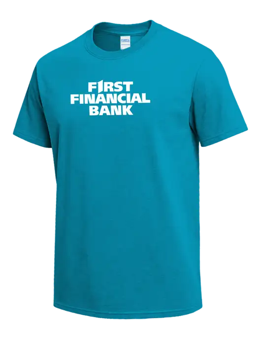 Sapphire Blue Heavyweight 6.1 oz T-Shirt w/First Financial Bank Logo