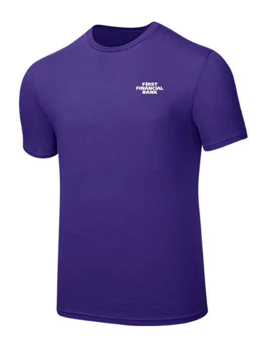 Seriously Soft Purple T-Shirt w/First Financial Bank Logo
