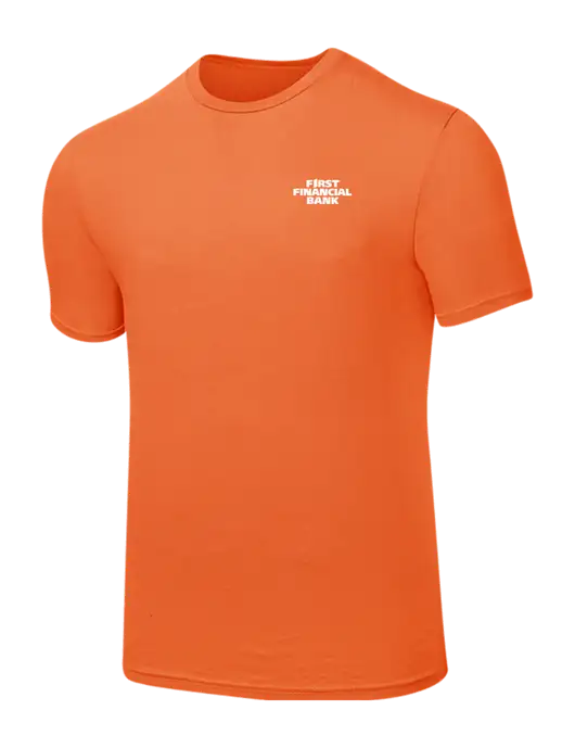 Seriously Soft Orange T-Shirt w/First Financial Bank Logo