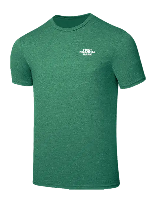 Seriously Soft Heathered Kelly Green T-Shirt w/First Financial Bank Logo