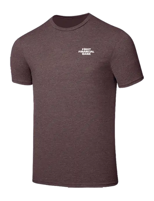 Seriously Soft Heathered Brown T-Shirt w/First Financial Bank Logo