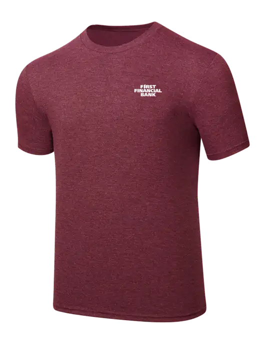 Simply Soft Maroon Frost 4.5oz  Poly/Combed Ring Spun Cotton T-Shirt w/First Financial Bank Logo