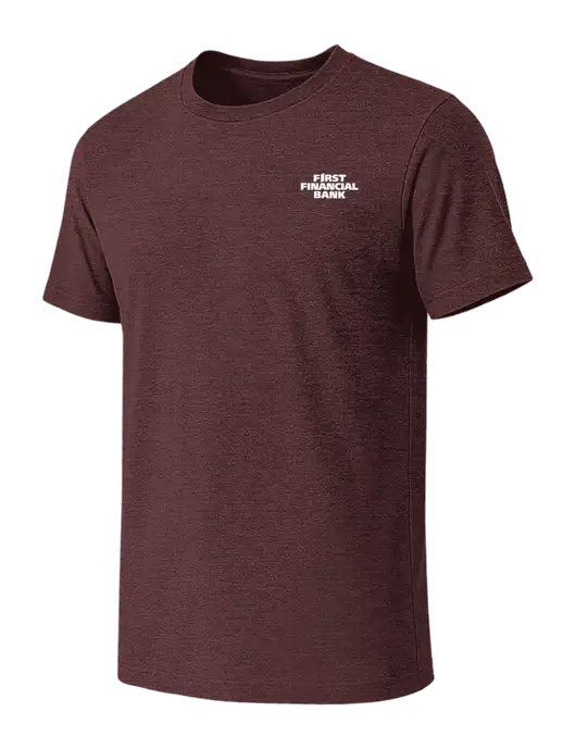 BELLA+CANVAS Heather Maroon CVC Short Sleeve Tee w/First Financial Bank Logo