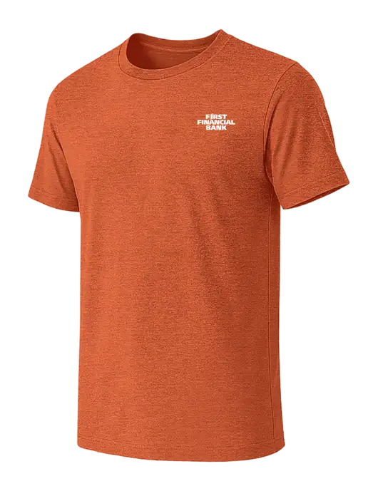 BELLA+CANVAS Heather Orange CVC Short Sleeve Tee w/First Financial Bank Logo