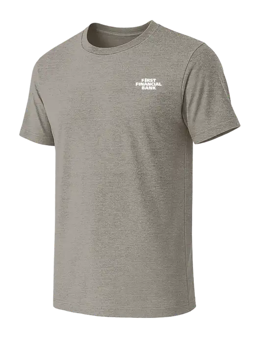 BELLA+CANVAS Heather Medium Brown CVC Short Sleeve Tee w/First Financial Bank Logo